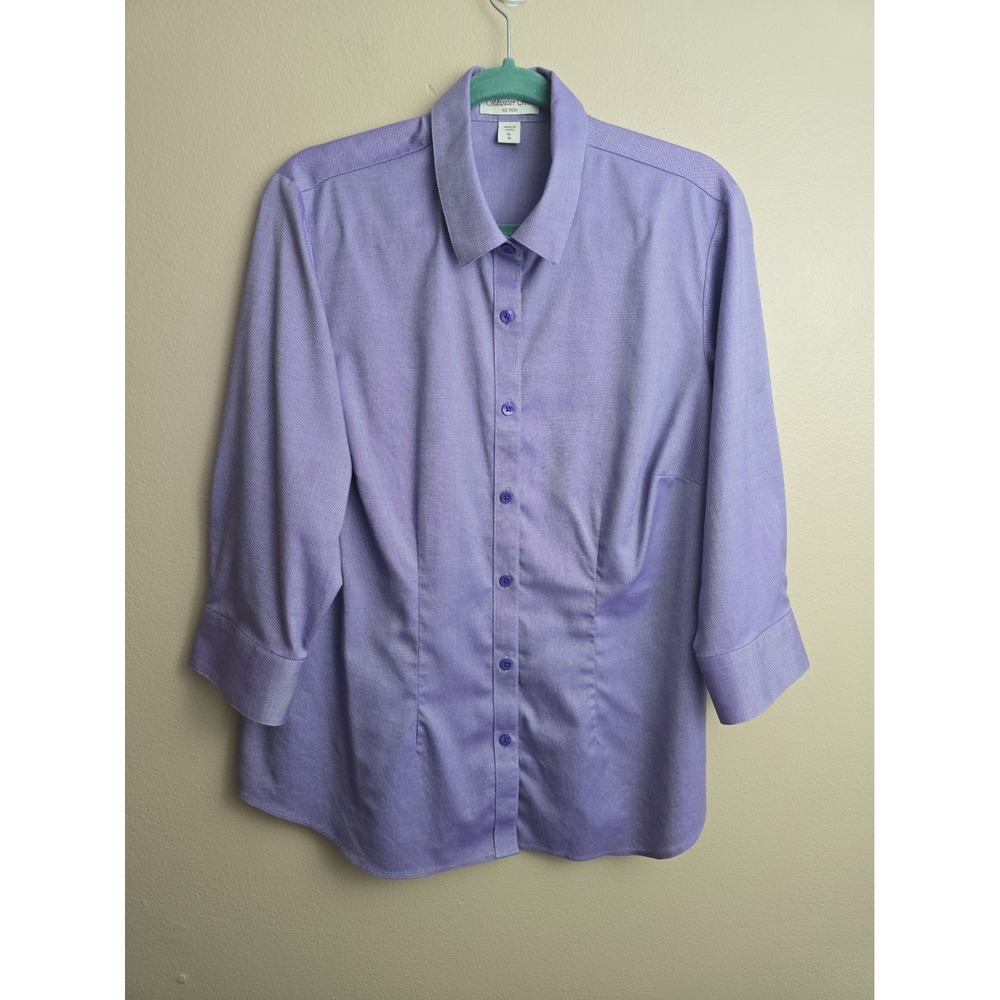 Coldwater Creek Non-Iron Women's Shirt 3/4 Sleeve Size XL (16) Lavender